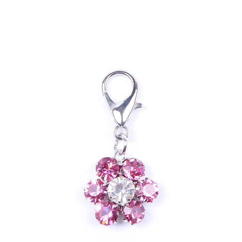 SKS PET Bling Rhinestones Flower Charm Pendant Jewelry for Female Pet Dog Cat Necklace Collar Accessory (Pink) - Image 2